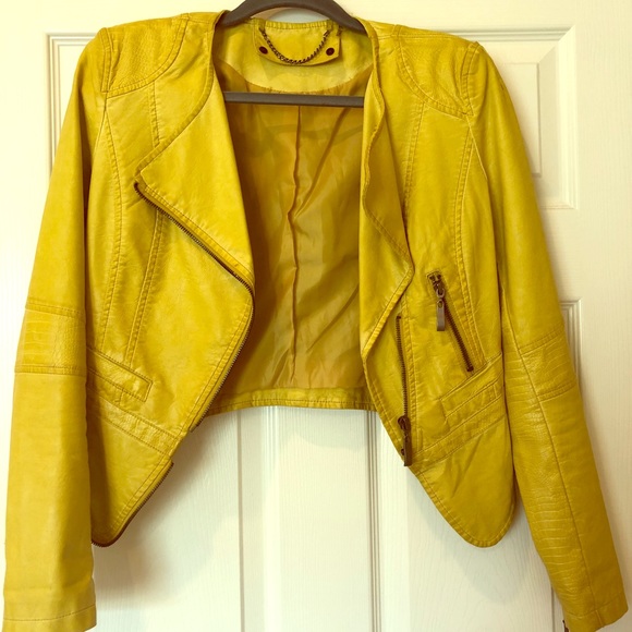 Jackets & Blazers - Chartreuse faux leather jacket